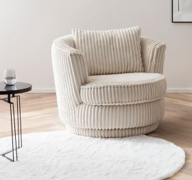 Drehsessel Comfy in wollweiß Mega-Cord Sessel 360° drehbar inklusive Kissen Drehsessel Comfy in wollweiß Mega-Cord Sessel 360° drehbar inklusive Kissen