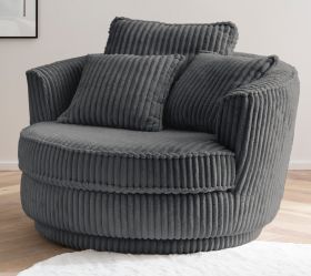 Drehsessel Comfy in grau Mega-Cord XL Sessel 360° drehbar inklusive 3 x Kissen Drehsessel Comfy in grau Mega-Cord XL Sessel 360° drehbar inklusive 3 x Kissen