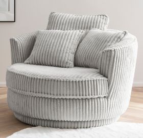 Drehsessel Comfy in hellgrau Mega-Cord XL Sessel 360° drehbar inklusive 3 x Kissen Drehsessel Comfy in hellgrau Mega-Cord XL Sessel 360° drehbar inklusive 3 x Kissen