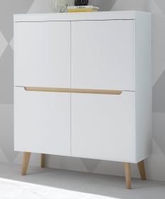 Highboard Isgard in weiß matt und Scandi Eiche Kommode skandinavisch 107 x 134 cm Highboard Isgard in weiß matt und Scandi Eiche Kommode skandinavisch 107 x 134 cm