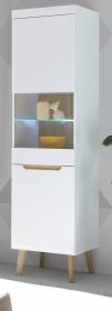 Vitrine Isgard in weiß matt und Scandi Eiche Vitrinenschrank skandinavisch 53 x 197 cm Vitrine Isgard in weiß matt und Scandi Eiche Vitrinenschrank skandinavisch 53 x 197 cm