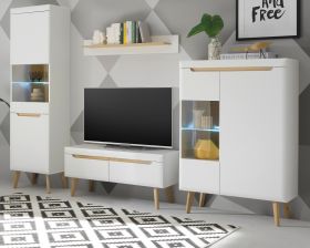 Wohnwand Isgard in weiß matt und Scandi Eiche Wohnkombination skandinavisch 4-teilig 290 x 197 cm Wohnwand Isgard in weiß matt und Scandi Eiche Wohnkombination skandinavisch 4-teilig 290 x 197 cm