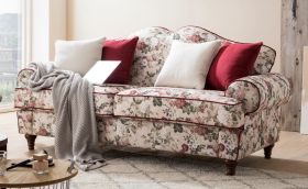 Sofa 3-Sitzer Elita in creme Landhaus Blumen Design Couch 200 cm Sofa 3-Sitzer Elita in creme Landhaus Blumen Design Couch 200 cm