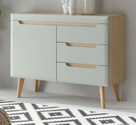 Sideboard Isgard in Pistazie matt und Scandi Eiche Kommode skandinavisch 107 x 83 cm Sideboard Isgard in Pistazie matt und Scandi Eiche Kommode skandinavisch 107 x 83 cm