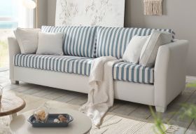 Sofa Hooge in creme und blau Landhaus Wohnzimmer Couch 3-Sitzer 240 cm Sofa Hooge in creme und blau Landhaus Wohnzimmer Couch 3-Sitzer 240 cm