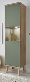 Vitrine Juna in Salbei und Evoke Eiche Vitrinenschrank skandinavisch 50 x 197 cm Vitrine Juna in Salbei und Evoke Eiche Vitrinenschrank skandinavisch 50 x 197 cm