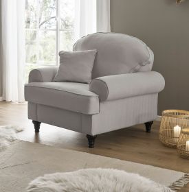 Sessel Adelina in hellgrau Landhaus Loungesessel 110 cm Sessel Adelina in hellgrau Landhaus Loungesessel 110 cm
