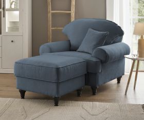 Sessel Set Adelina in blau Landhaus Loungesessel inklusive Hocker Sessel Set Adelina in blau Landhaus Loungesessel inklusive Hocker