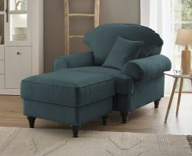 Sessel Set Adelina in blaugrün Landhaus Loungesessel inklusive Hocker Sessel Set Adelina in blaugrün Landhaus Loungesessel inklusive Hocker