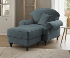 Sessel Set Adelina in grau Landhaus Loungesessel inklusive Hocker Sessel Set Adelina in grau Landhaus Loungesessel inklusive Hocker