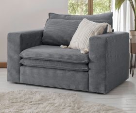 Loveseat Sessel Pesaro in grau Cord Loungesessel 125 cm Loveseat Sessel Pesaro in grau Cord Loungesessel 125 cm