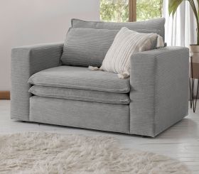 Loveseat Sessel Pesaro in hellgrau Cord Loungesessel 125 cm Loveseat Sessel Pesaro in hellgrau Cord Loungesessel 125 cm
