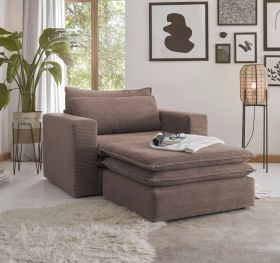 Loveseat Sessel Set Pesaro in braun Cord Couch Loungesessel inklusive Hocker Loveseat Sessel Set Pesaro in braun Cord Couch Loungesessel inklusive Hocker
