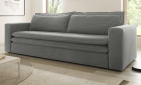 Schlafsofa Pesaro in hellgrau Cord Sofa 3-Sitzer mit Bettfunktion 244 cm Schlafsofa Pesaro in hellgrau Cord Sofa 3-Sitzer mit Bettfunktion 244 cm