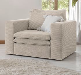 Sessel Pesaro in beige Cord Loungesessel 110 cm Sessel Pesaro in beige Cord Loungesessel 110 cm