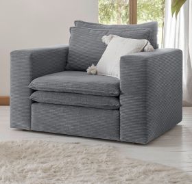 Sessel Pesaro in grau Cord Loungesessel 110 cm Sessel Pesaro in grau Cord Loungesessel 110 cm