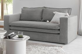 Sofa Pesaro in hellgrau Cord Couch 2-Sitzer 180 cm Sofa Pesaro in hellgrau Cord Couch 2-Sitzer 180 cm