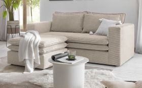 Sofa Set Pesaro in beige Cord Couch 2-Sitzer inklusive Hocker Sofa Set Pesaro in beige Cord Couch 2-Sitzer inklusive Hocker