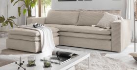 Sofa Set Pesaro in beige Cord Couch 3-Sitzer mit Bettfunktion inklusive Hocker Sofa Set Pesaro in beige Cord Couch 3-Sitzer mit Bettfunktion inklusive Hocker