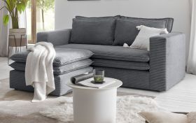 Sofa Set Pesaro in grau Cord Couch 2-Sitzer inklusive Hocker Sofa Set Pesaro in grau Cord Couch 2-Sitzer inklusive Hocker
