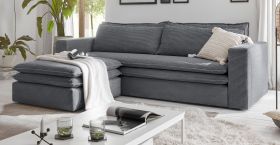 Sofa Set Pesaro in grau Cord Couch 3-Sitzer mit Bettfunktion inklusive Hocker Sofa Set Pesaro in grau Cord Couch 3-Sitzer mit Bettfunktion inklusive Hocker