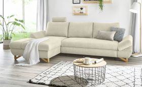 Ecksofa Skalm in beige Struktur-Stoff Sofa mit Bettfunktion und Stauraum 284 cm Ecksofa Skalm in beige Struktur-Stoff Sofa mit Bettfunktion und Stauraum 284 cm