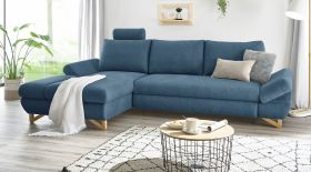Ecksofa Skalm in blau Struktur-Stoff Wohnzimmer Sofa Ecksofa Skalm in blau Struktur-Stoff Wohnzimmer Sofa