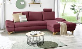 Ecksofa Skalm in bordeaux Velours Sofa mit Bettfunktion und Stauraum 284 cm Ecksofa Skalm in bordeaux Velours Sofa mit Bettfunktion und Stauraum 284 cm