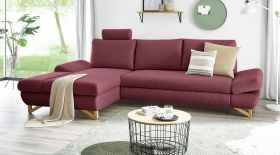 Ecksofa Skalm in bordeaux Velours Wohnzimmer Sofa Ecksofa Skalm in bordeaux Velours Wohnzimmer Sofa