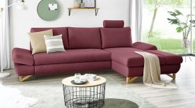 Ecksofa Skalm in bordeaux Velours Wohnzimmer Sofa Ecksofa Skalm in bordeaux Velours Wohnzimmer Sofa
