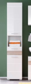 Badezimmer: Hochschrank Mezzo Hochglanz weiß (37 x 182 cm) Badezimmer: Hochschrank Mezzo Hochglanz weiß (37 x 182 cm)