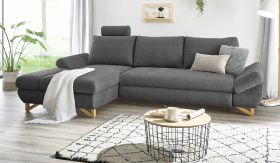 Ecksofa Skalm in grau Struktur-Stoff Wohnzimmer Sofa Ecksofa Skalm in grau Struktur-Stoff Wohnzimmer Sofa