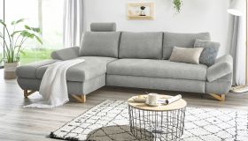Ecksofa Skalm in hellgrau Struktur-Stoff Wohnzimmer Sofa Ecksofa Skalm in hellgrau Struktur-Stoff Wohnzimmer Sofa