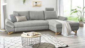 Ecksofa Skalm in hellgrau Struktur-Stoff Wohnzimmer Sofa Ecksofa Skalm in hellgrau Struktur-Stoff Wohnzimmer Sofa