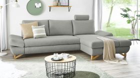 Ecksofa Skalm in hellgrau Velours Wohnzimmer Sofa Ecksofa Skalm in hellgrau Velours Wohnzimmer Sofa