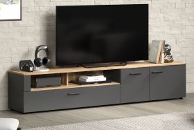 TV-Lowboard Esteban in grau und Evoke Eiche XL TV Unterteil 210 x 43 cm TV-Lowboard Esteban in grau und Evoke Eiche XL TV Unterteil 210 x 43 cm