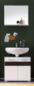 Badezimmer Badmöbel Set Mezzo in weiß Hochglanz und Eiche dunkel Badkombination 2-teilig 60 x 190 cm