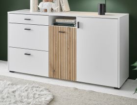 Sideboard Merced in weiß matt und Evoke Eiche Wohn- und Esszimmer Kommode 150 cm Sideboard Merced in weiß matt und Evoke Eiche Wohn- und Esszimmer Kommode 150 cm