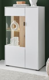 Vitrine Merced in weiß matt und Evoke Eiche Wohn- und Esszimmer Highboard 75 x 125 cm Vitrine Merced in weiß matt und Evoke Eiche Wohn- und Esszimmer Highboard 75 x 125 cm