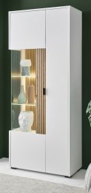 Vitrine Merced in weiß matt und Evoke Eiche Wohn- und Esszimmer Vitrinenschrank 75 x 180 cm Vitrine Merced in weiß matt und Evoke Eiche Wohn- und Esszimmer Vitrinenschrank 75 x 180 cm