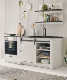 Küche Stove in weiß Pinie und anthrazit Landhaus Küchenschrank Set 4-teilig 196 x 180 cm Küche Stove in weiß Pinie und anthrazit Landhaus Küchenschrank Set 4-teilig 196 x 180 cm