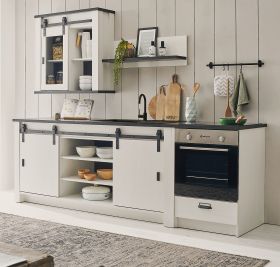 Küche Stove in weiß Pinie und anthrazit Landhaus Küchenschrank Set 4-teilig 264 x 200 cm Küche Stove in weiß Pinie und anthrazit Landhaus Küchenschrank Set 4-teilig 264 x 200 cm