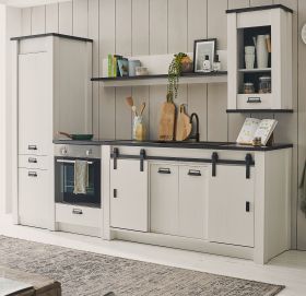 Küche Stove in weiß Pinie und anthrazit Landhaus Küchenschrank Set 5-teilig 284 x 201 cm Küche Stove in weiß Pinie und anthrazit Landhaus Küchenschrank Set 5-teilig 284 x 201 cm