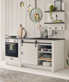 Küche Stove in weiß Pinie und anthrazit Landhaus Küchenschrank Set 3-teilig 196 x 180 cm Küche Stove in weiß Pinie und anthrazit Landhaus Küchenschrank Set 3-teilig 196 x 180 cm