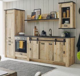 Küche Stove in Used Wood hell und anthrazit Küchenschrank Set 5-teilig 284 x 201 cm Küche Stove in Used Wood hell und anthrazit Küchenschrank Set 5-teilig 284 x 201 cm