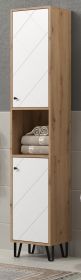 Badezimmer Hochschrank Touch in wei� matt Lack und Artisan Eiche Badschrank 36 x 191 cm