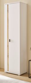 Stauraumschrank Bellport in weiß matt und Wotan Eiche Mehrzweckschrank inklusive Frontbeleuchtung 55 x 200 Stauraumschrank Bellport in weiß matt und Wotan Eiche Mehrzweckschrank inklusive Frontbeleuchtung 55 x 200