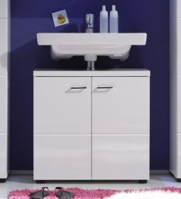 Badezimmer Waschbeckenunterschrank Nightlife in weiß Hochglanz Badschrank 65 x 63 cm Badezimmer Waschbeckenunterschrank Nightlife in weiß Hochglanz Badschrank 65 x 63 cm