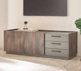 TV-Lowboard Piano in Thermo Eiche und grau TV Unterteil mit Soft-Close 152 x 50 cm TV-Lowboard Piano in Thermo Eiche und grau TV Unterteil mit Soft-Close 152 x 50 cm