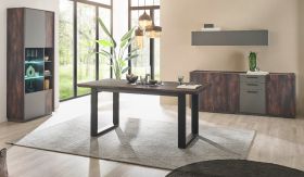 Esszimmer Set Piano in Thermo Eiche und grau Speisezimmer 4-teilig mit Soft-Close Esszimmer Set Piano in Thermo Eiche und grau Speisezimmer 4-teilig mit Soft-Close